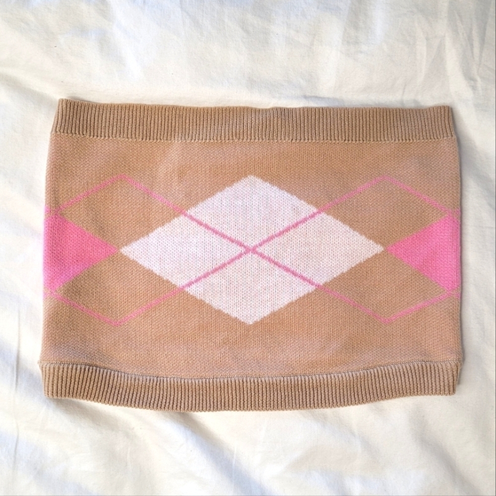 Nikka K Argyle Knit Bandeau Top Medium